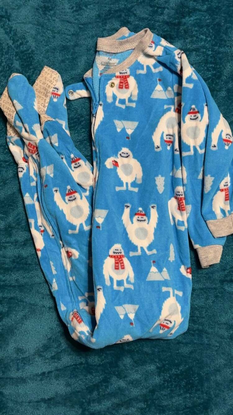 Carters Fleece Footed Pajamas Size 4T Blue Yeti